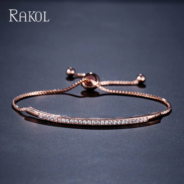 Delicate cubic zircon copper slide bracelet