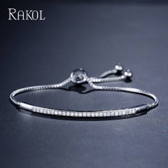 Delicate cubic zircon copper slide bracelet