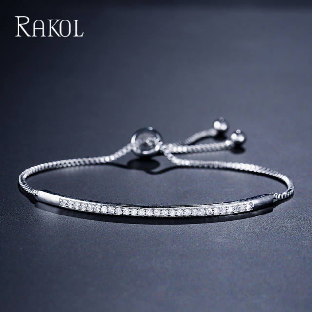 Delicate cubic zircon copper slide bracelet