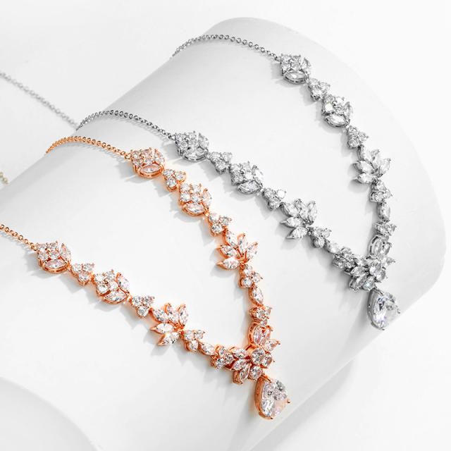 Luxury cubic zircon copper diamond necklace