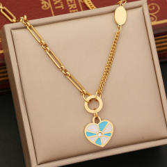 Popular enamel heart charm stainless steel jewelry set