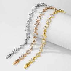 Delicate geometric cubic zircon copper bracelet