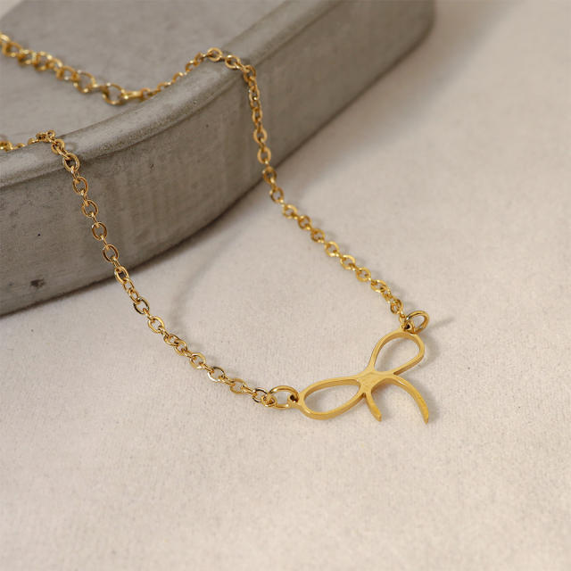 Sweet hollow bow stainless steel bracelet