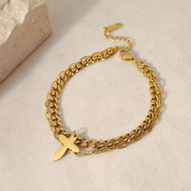 Hiphop cross charm stainless steel chain bracelet
