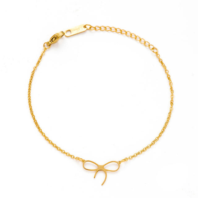 Sweet hollow bow stainless steel bracelet