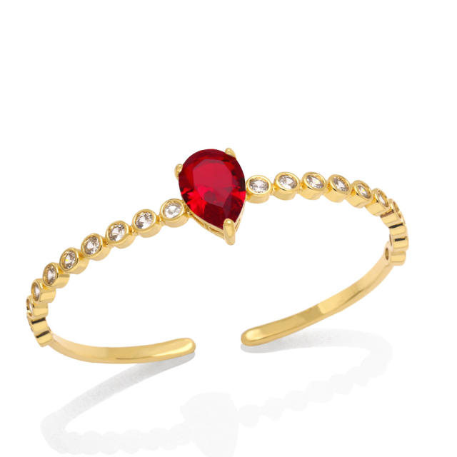 INS trend drop shape cubic zircon gold plated copper bangle