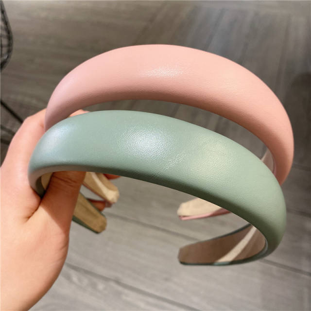 Vintage pu leather padded headband