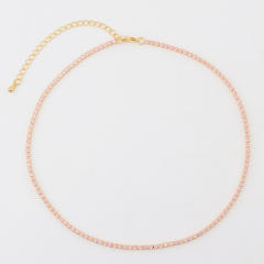 Sweet pink color cubic zircon copper choker necklace