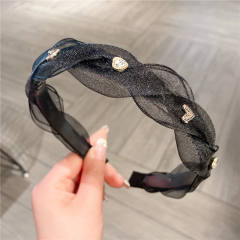 Korean fashion spring mesh rhinestone headband