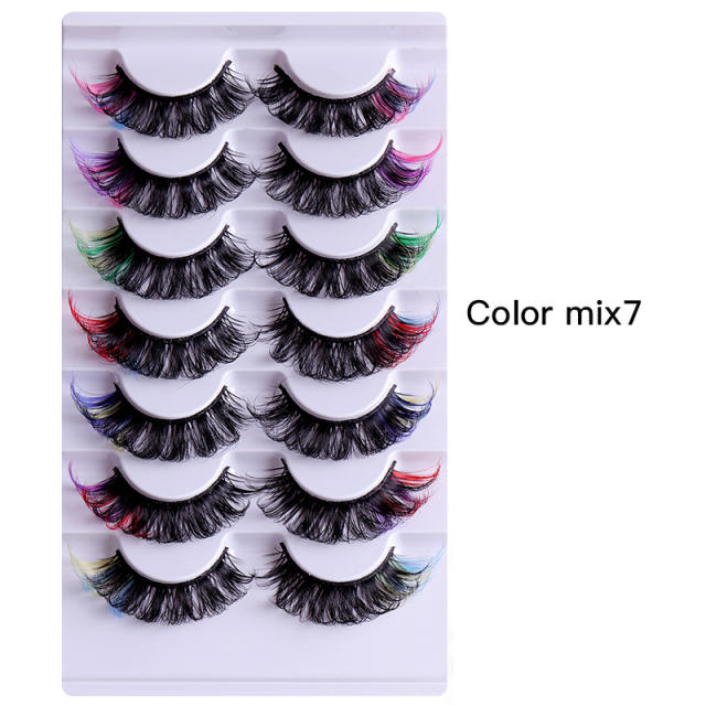 7 pair colorful false eyelashes