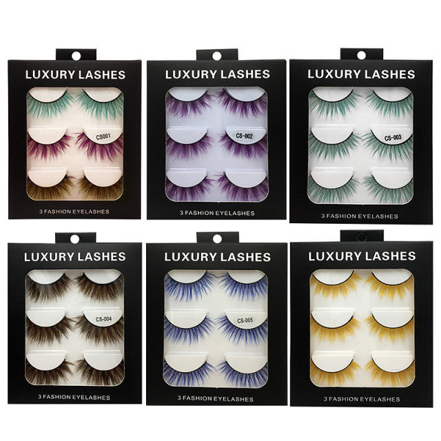 3pair colorful false eyelashes