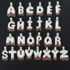 HIPHOP two color cubic zircon letter custom necklace