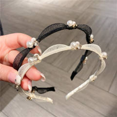 Chic design rhinestone pearl wave shape headband