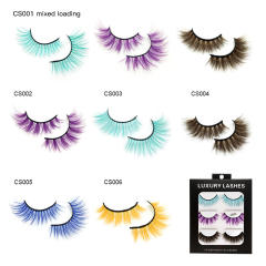 3pair colorful false eyelashes