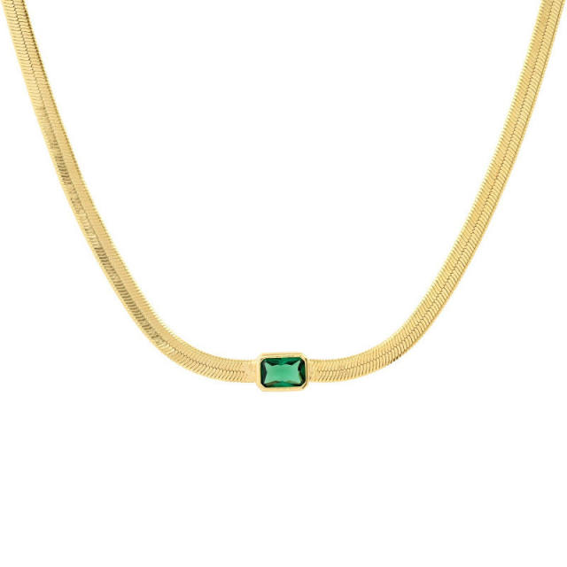 Elegant emerald statement copper necklace