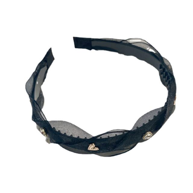 Korean fashion spring mesh rhinestone headband