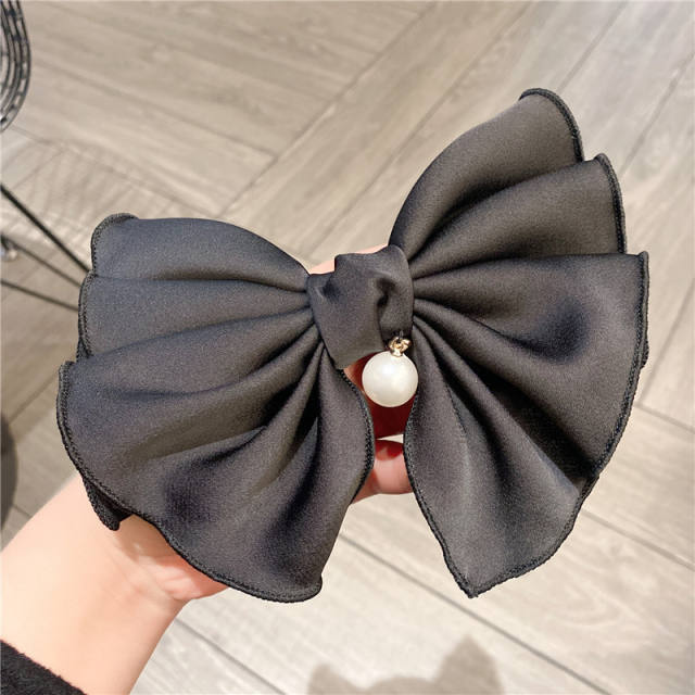 Chic satin bow french barrette hair clips