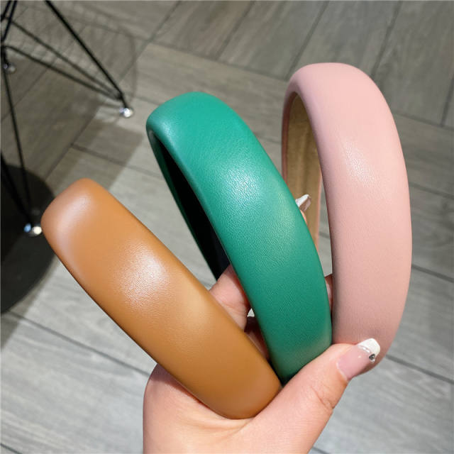 Vintage pu leather padded headband