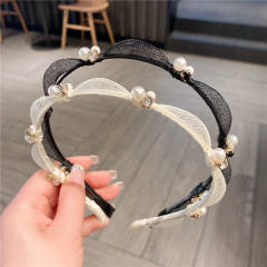 Chic design rhinestone pearl wave shape headband