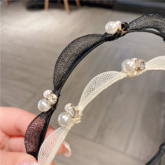 Chic design rhinestone pearl wave shape headband