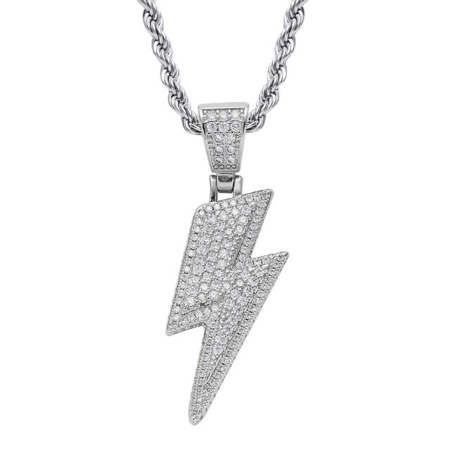 Hiphop diamond flash pendant stainless steel chain necklace for men