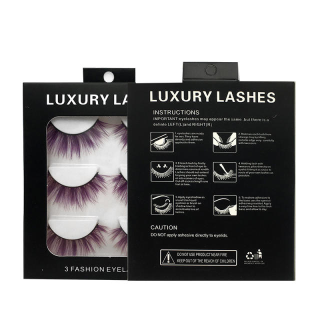 3pair colorful false eyelashes