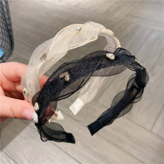 Korean fashion spring mesh rhinestone headband