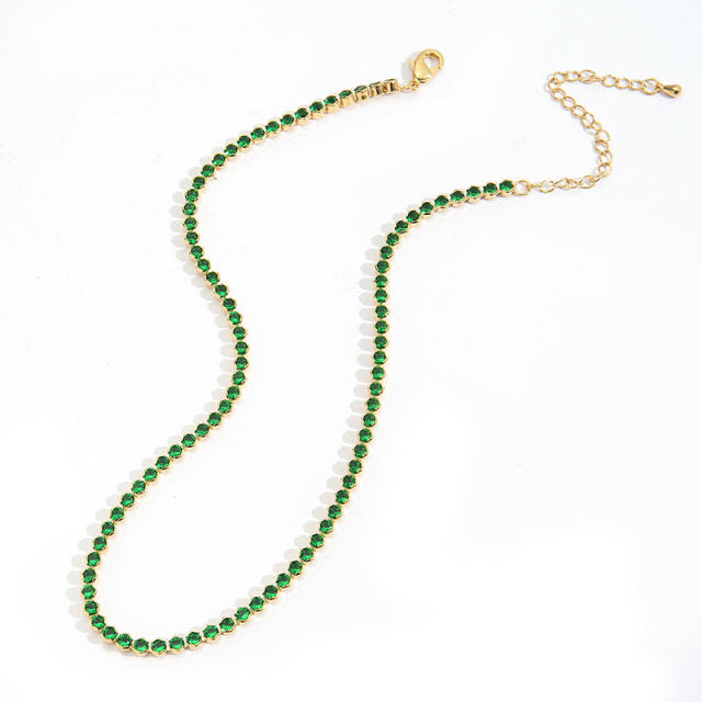 Elegant emerald statement copper necklace