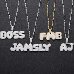 HIHOP pave setting rhinestone custom name copper necklace