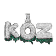 HIPHOP two color cubic zircon letter custom necklace