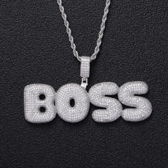 HIHOP pave setting rhinestone custom name copper necklace