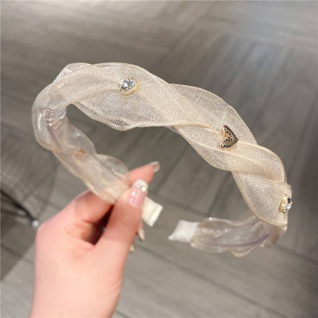 Korean fashion spring mesh rhinestone headband