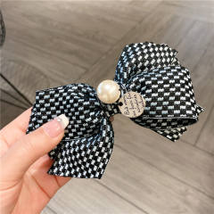 Korean fashion checkered bow french barrette hair clip