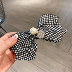 Korean fashion checkered bow french barrette hair clip
