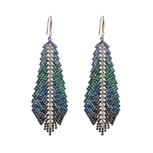 Luxury pave setting rhinestone leaf shape earrings