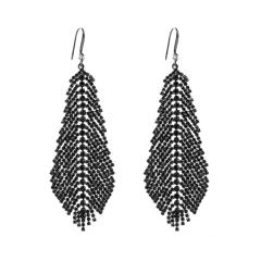 Luxury pave setting rhinestone leaf shape earrings