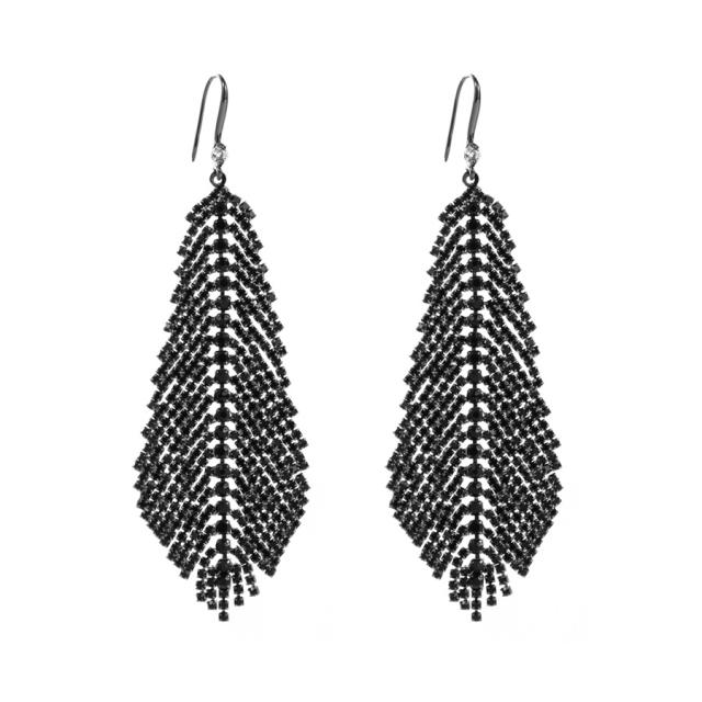 Luxury pave setting rhinestone leaf shape earrings
