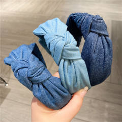 Occident fashion denim knotted headband