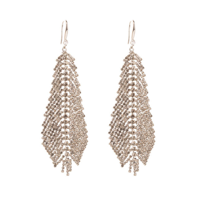 Luxury pave setting rhinestone leaf shape earrings