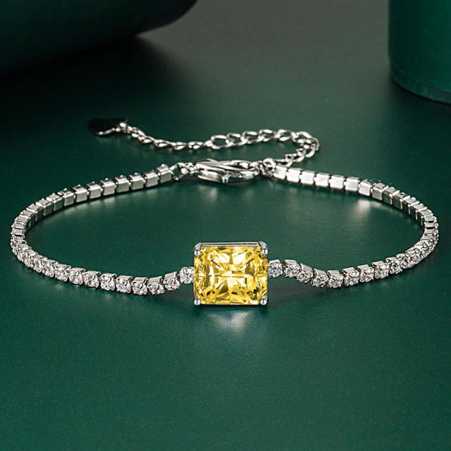 Luxury princess cut cubic zircon copper tennis bracelet