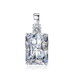 Elegant princess cut cubic zircon copper pendant