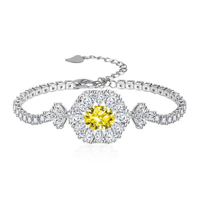 Luxury color cubic zircon copper tennis chain bracelet