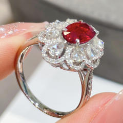 Oval cut ruby cubic zircon copper rings