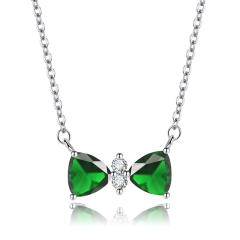 Korean fashion sweet color cubic zircon bow copper choker necklace