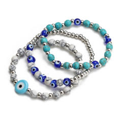 Boho evil eye bead bracelet set