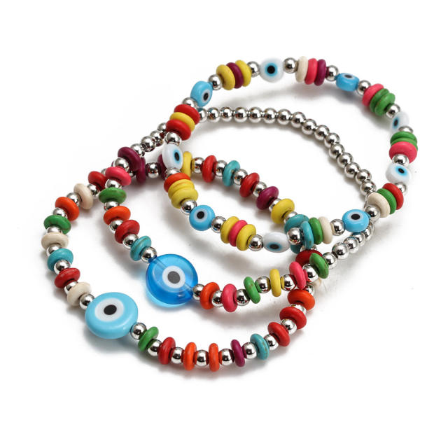 Boho evil eye bead bracelet set