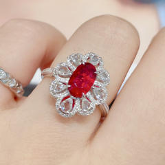 Oval cut ruby cubic zircon copper rings