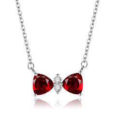 Korean fashion sweet color cubic zircon bow copper choker necklace