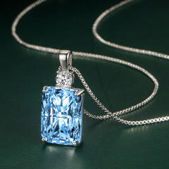 Elegant princess cut cubic zircon copper pendant