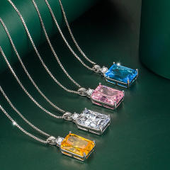 Elegant princess cut cubic zircon copper pendant